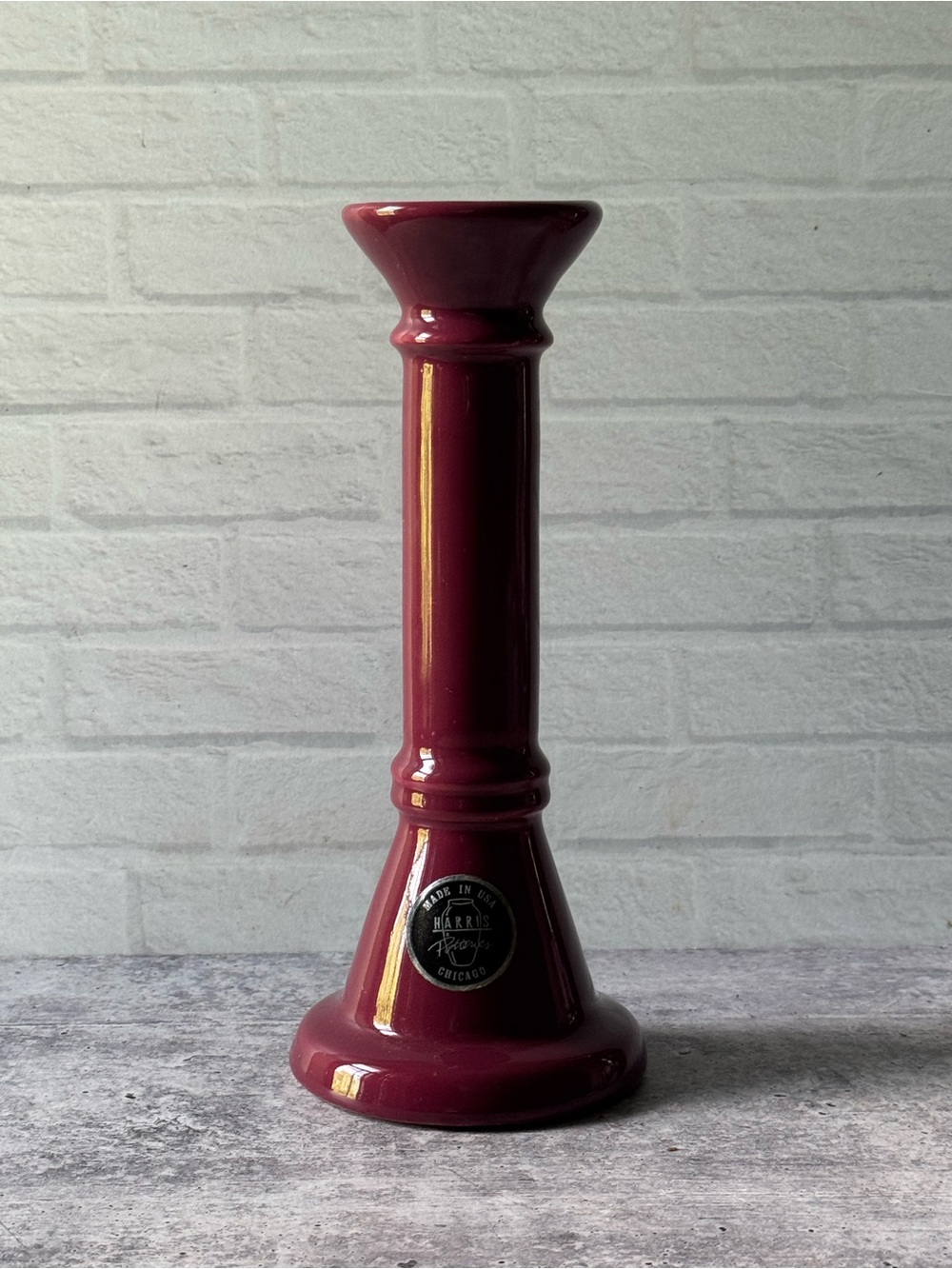 Vintage Harris Potteries Glazed Taper Candle Holder